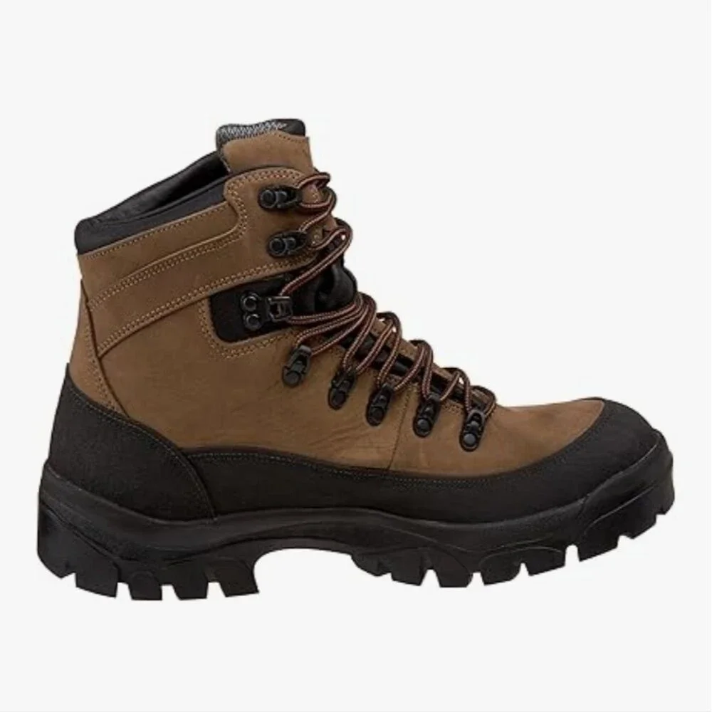 Wellco Men's Military Combat Hiker Tan Brown Leather Boots, Sz 7